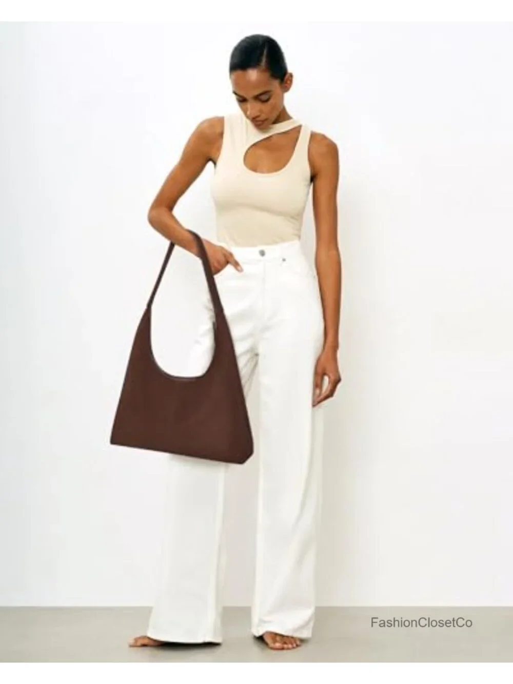 Faux Suede Hobo Tote Bag with Magnetic Flap Shoulder Strap